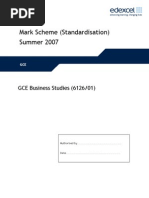 Mark Scheme (Standardisation) Summer 2007: GCE Business Studies (6126/01)