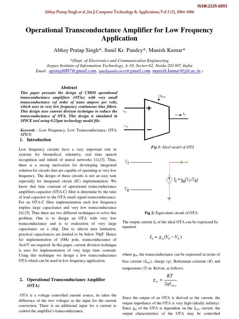Operational Transconductance Amplifier for Low Frequency Application