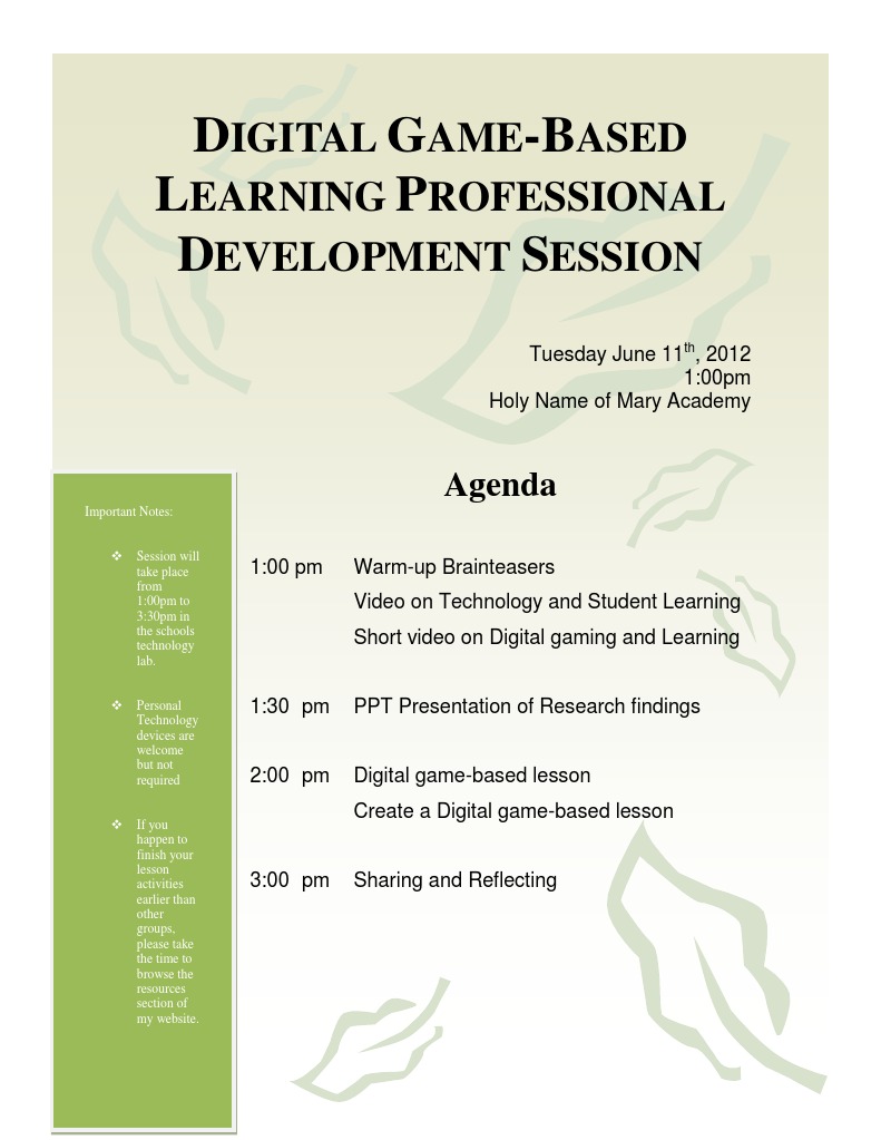 Digital Game-Based Learning Workshop | PDF