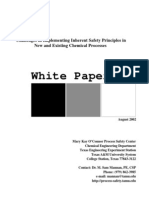 White Paper: Challenges in Implementing Inherent Safety Principles in New and Existing Chemical Processes