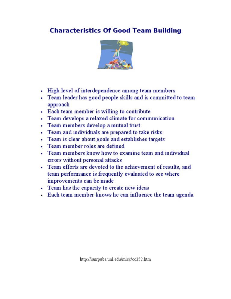 Characteristics of Good Team Building | PDF | Self-Improvement