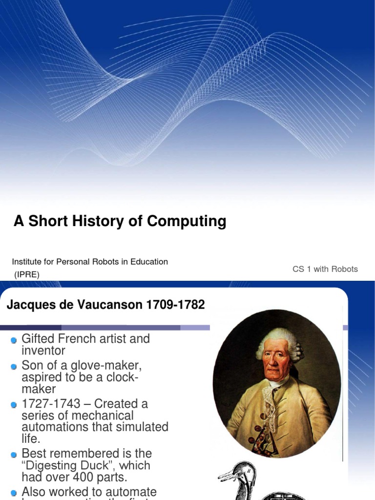 A Short History of Computing: Institute For Personal Robots in ...