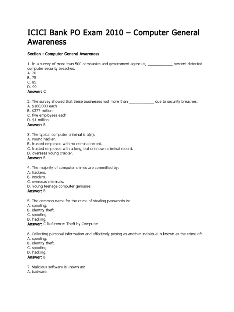 (WWW - Entrance-Exam - Net) - ICICI Bank PO Sample Paper 4 | PDF