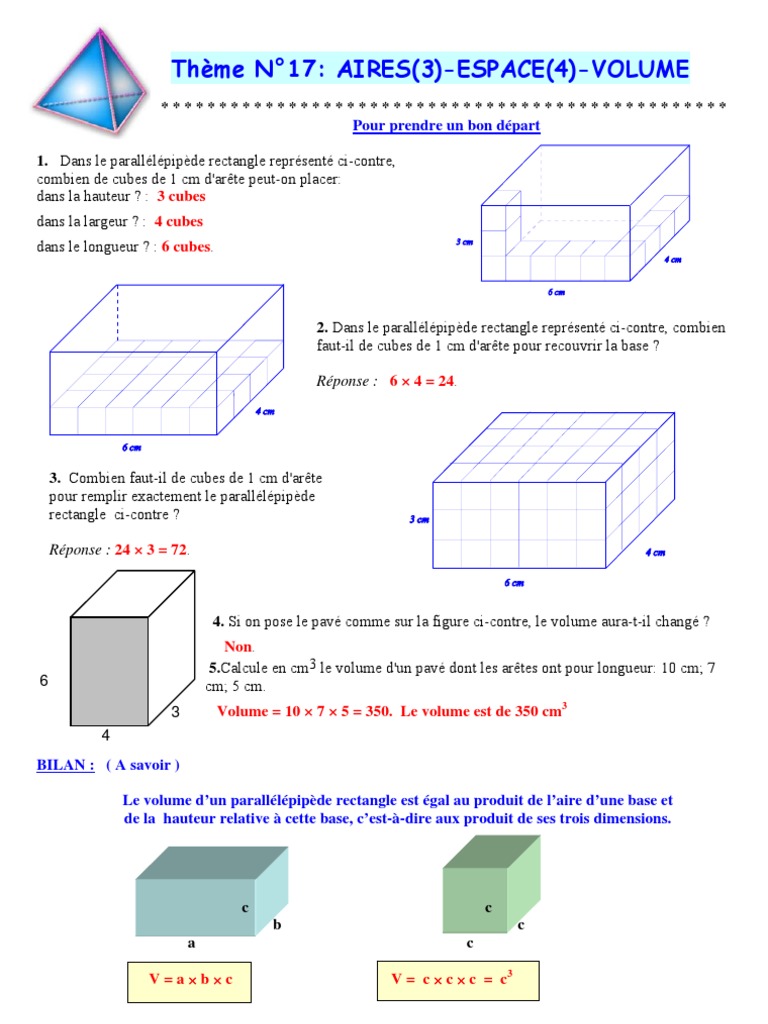 Comment Calculer L Aire D Un Parallélépipède Rectangle 5 Act17 | PDF | Pi | Le volume