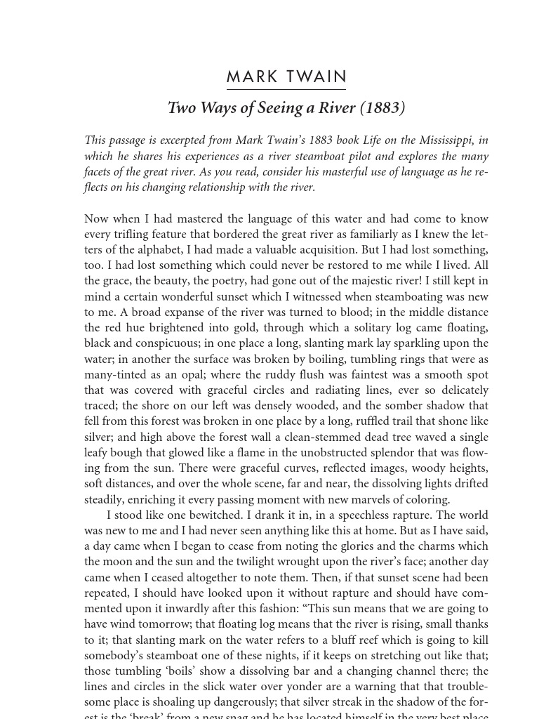 Two Ways of Seeing a River | Argument