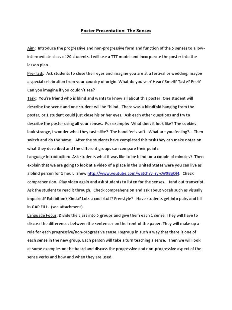 Verbs of Perception Download Free PDF Visual Impairment Lesson Plan