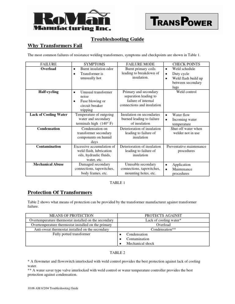 Transformers Troubleshooting Guide PDF Thermostat Transformer