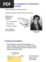 Fresnel's Equations For Reflection and Transmission: Incident, Transmitted, and Reflected Beams