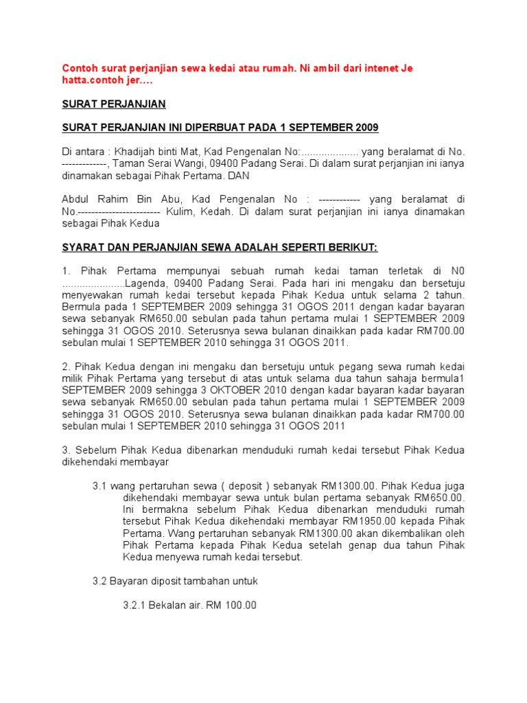 Contoh Surat Mohon Sewa Khemah