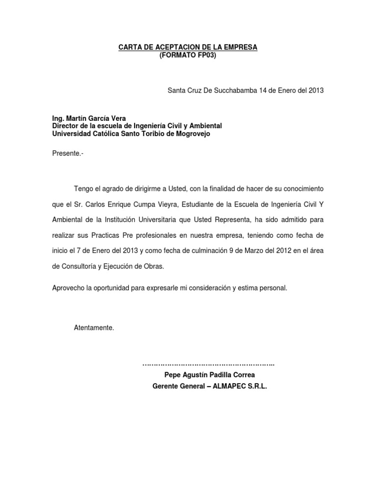 Carta de Aceptacion de La Empresa - Copia