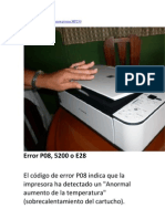 Errores de Impresoras Canon Pixma MP250