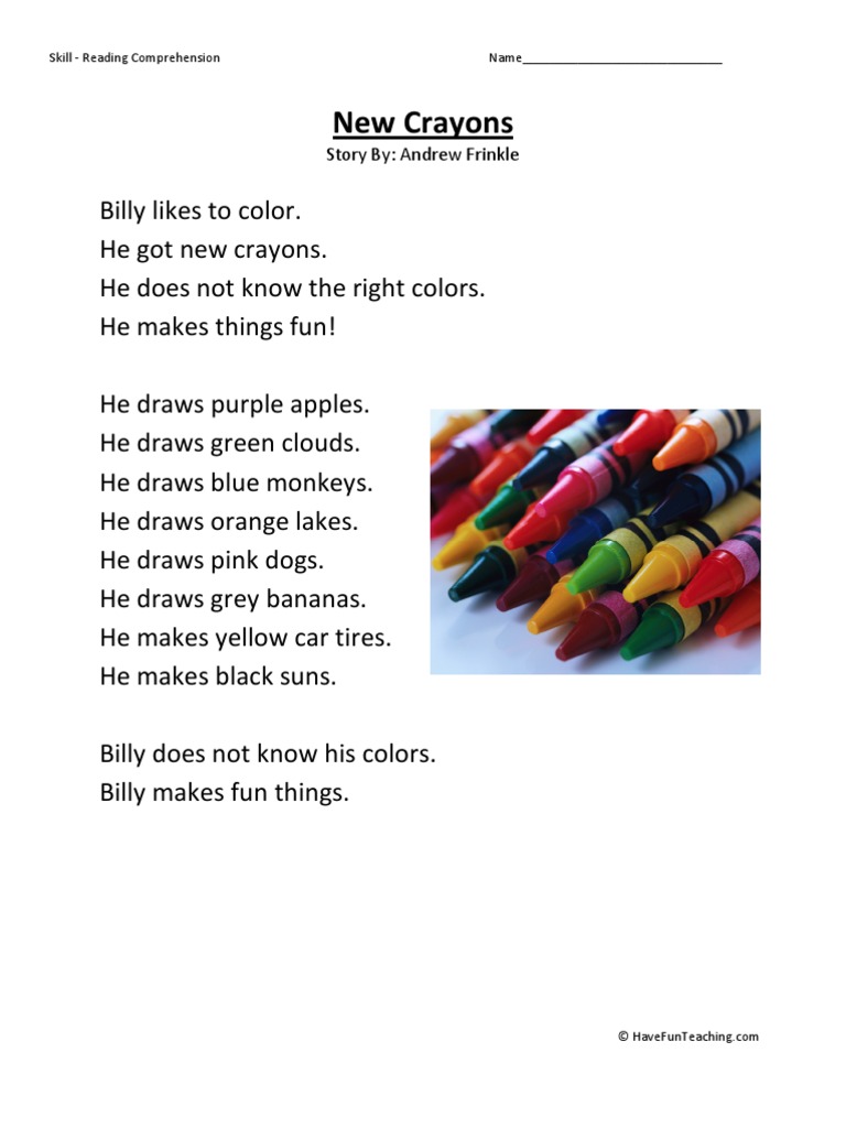 New Crayons Story By Andrew Frinkle