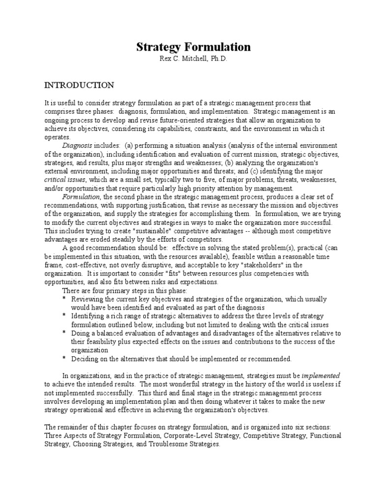 Strategy Formulation | PDF | Career & Growth