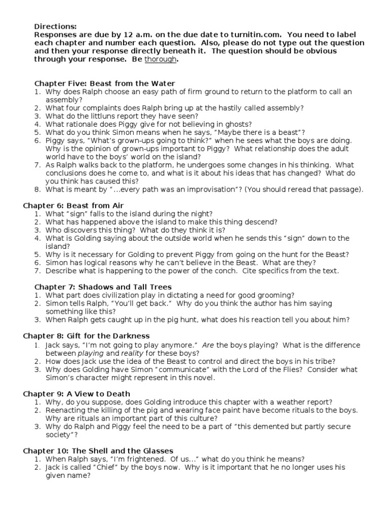 LotF Questions CH - 5-12 | PDF