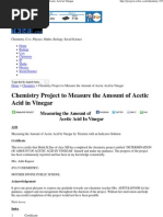 Chemistry Project To Measure The Amount of Acetic Acid in Vinegar