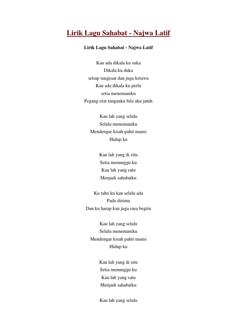 Lirik Lagu Sahabat Pdf