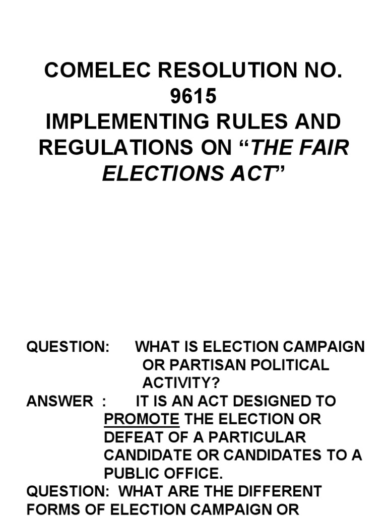 COMELEC Resolutions and General Information PDF Foods