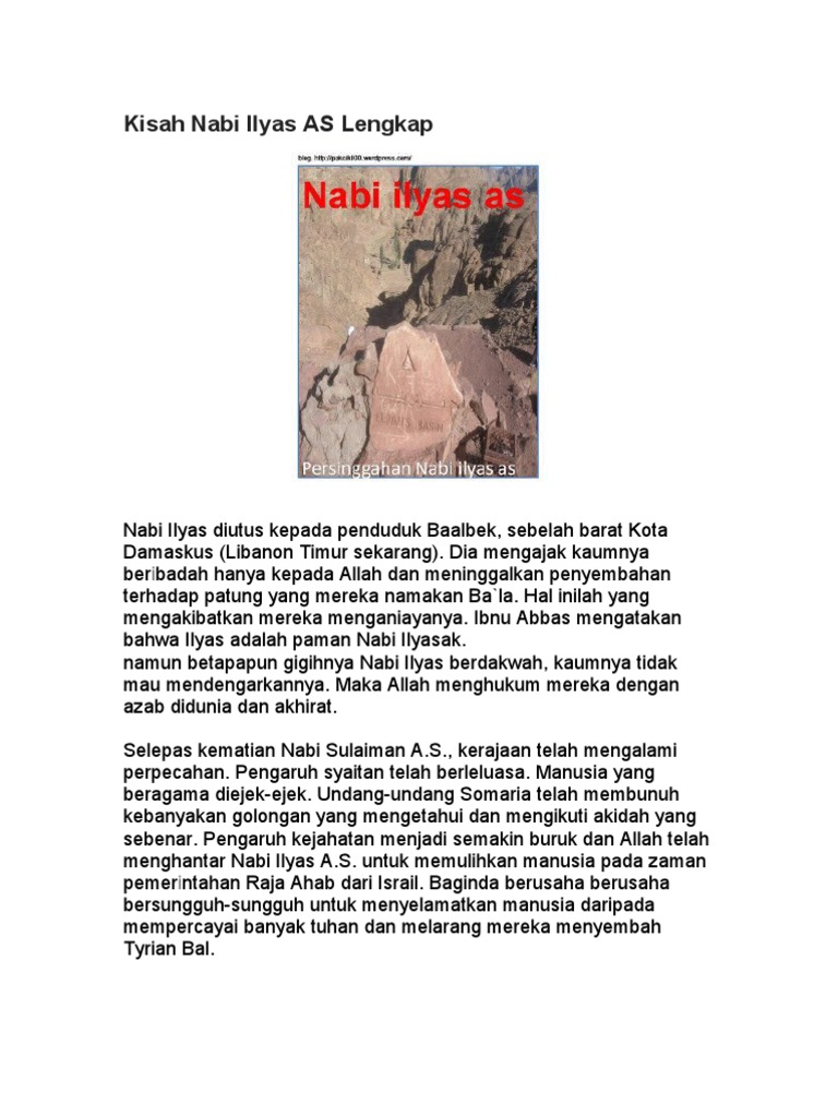 Kisah Nabi Ilyas As Lengkap Pdf