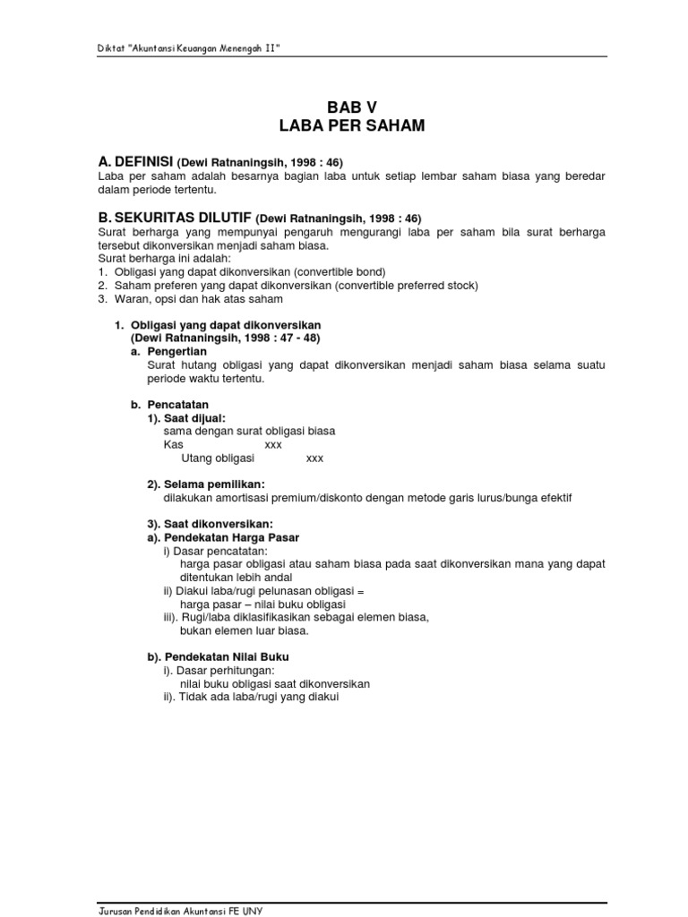 Contoh Soal Dan Jawaban Sekuritas Dilutif Contoh Soal Terbaru