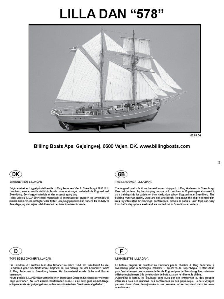 Billing Boats LILLA DAN 船模型キット NR. 578 The Lilla Dan Wooden Model Ship Kit- Billing Boats USA