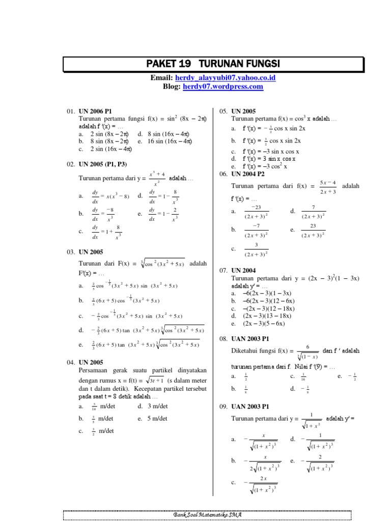 19 Paketsoalbabturunanfungsi Pdf