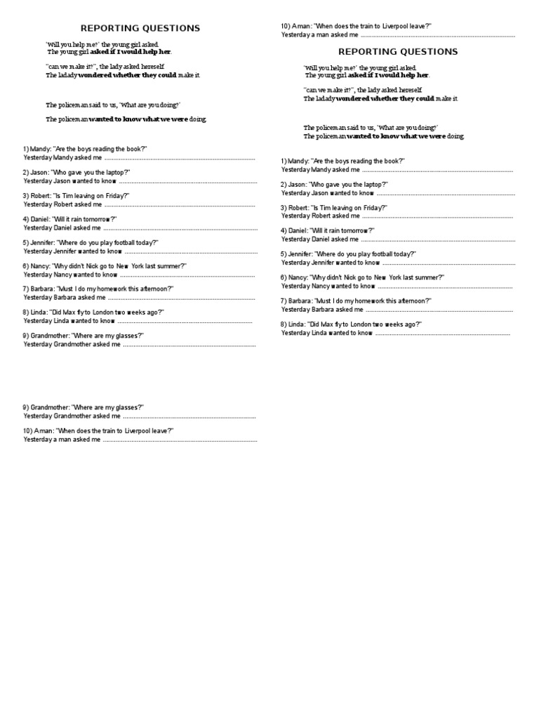 Understanding Reported Questions | PDF
