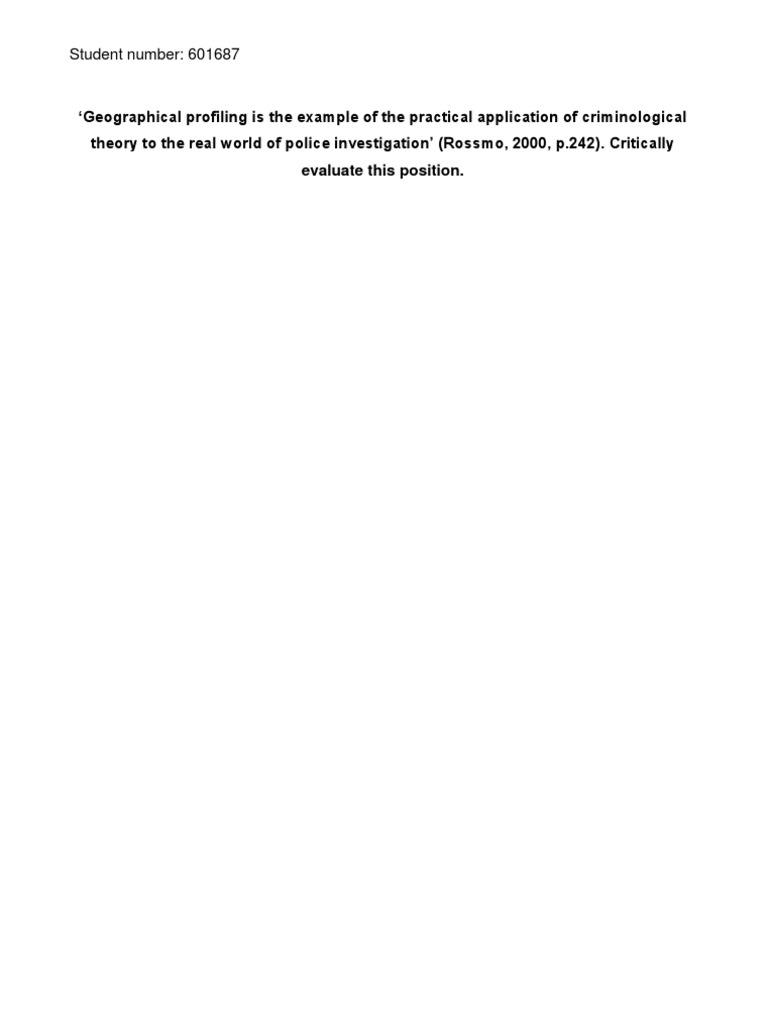The Practical Application of Geographical Profiling - An Essay | PDF ...