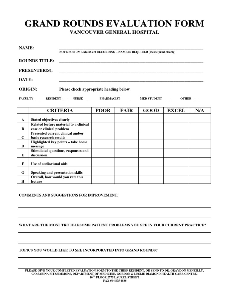 Grand Rounds Evaluation Form | PDF | Business | Finance & Money Management