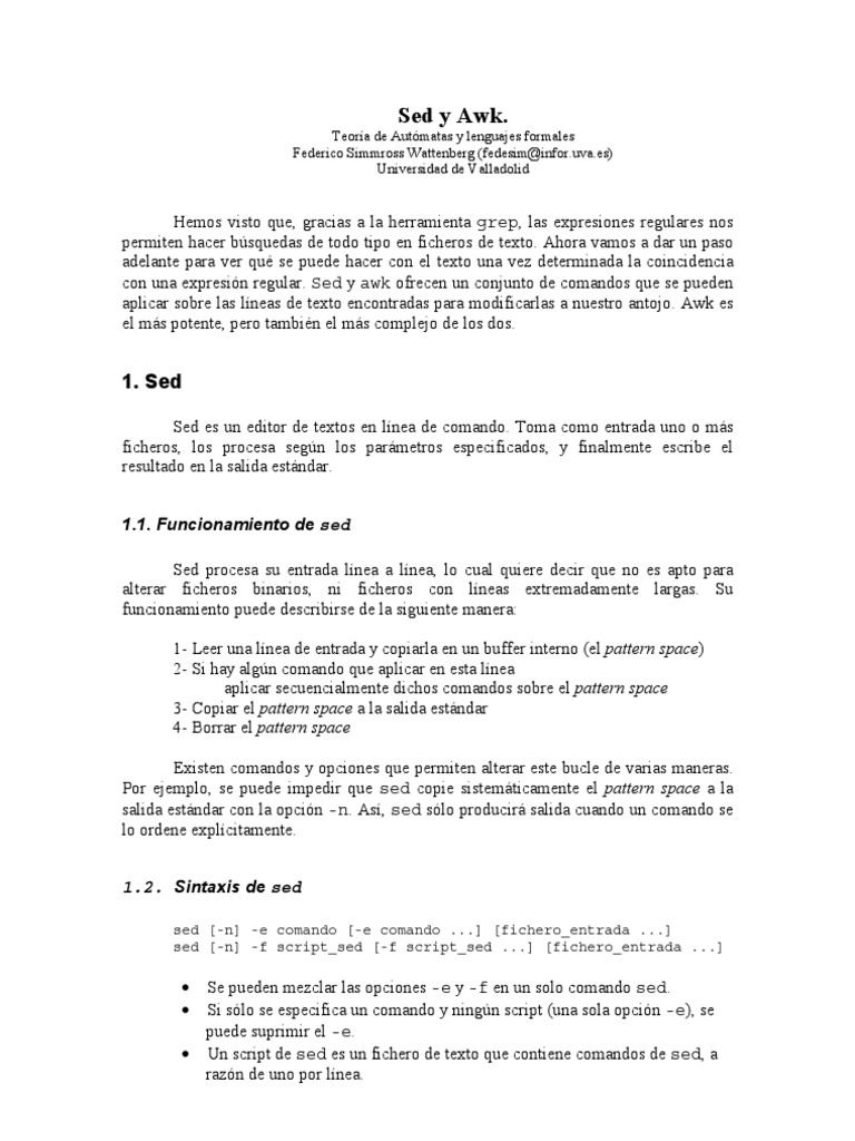 Introducción a Sed y Awk | PDF | Expresión regular | Programación de ...