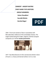Assignment - Ansoff Matrix Company Name-Tata Motors Group Members: Ketan Chaudhari Saurabh Bhoite Harshal Bagul