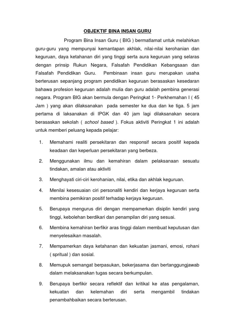 Objektif Bina Insan Guru Pdf