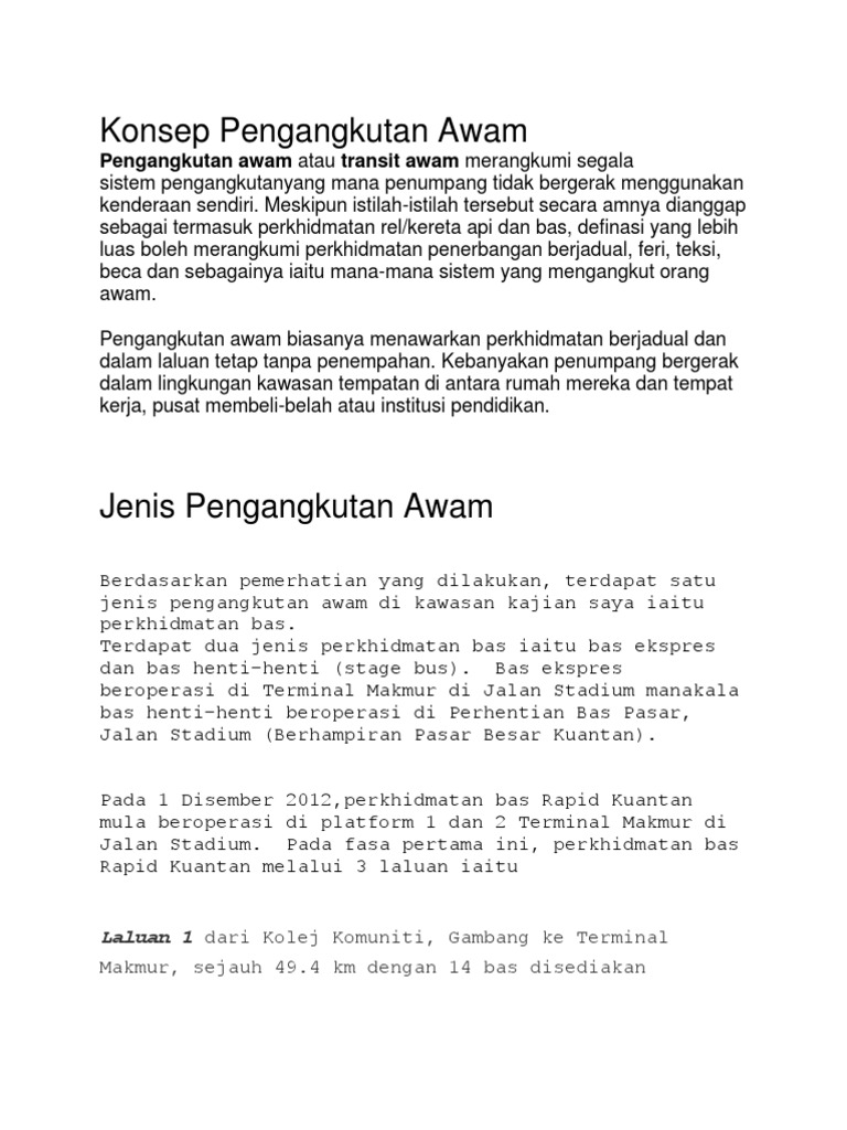 Konsep Pengangkutan Awam | PDF