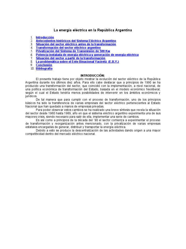 Evolución de la Energía Eléctrica en Argentina | PDF | Generación ...