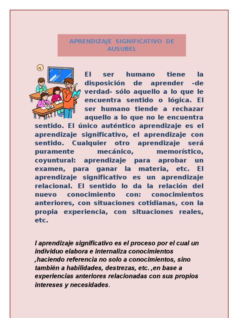 Aprendizaje Significativo de Ausubel | PDF | Crecimiento personal y ...