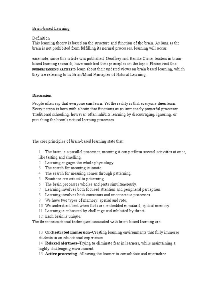 Brain - Based Learning | PDF | Brain | Learning