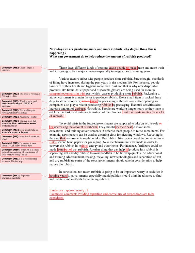 Nowadays We Are Producing More and More Rubbish .Why Do You Think This