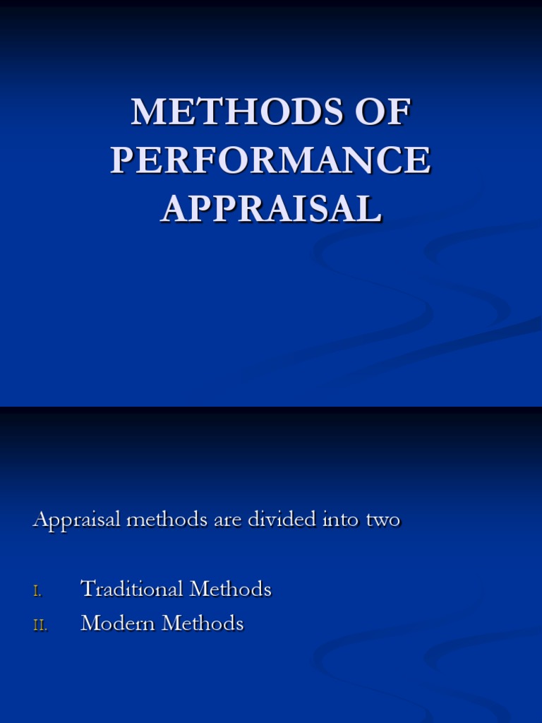 Performance Appraisal Methods Overview | PDF | Performance Appraisal ...