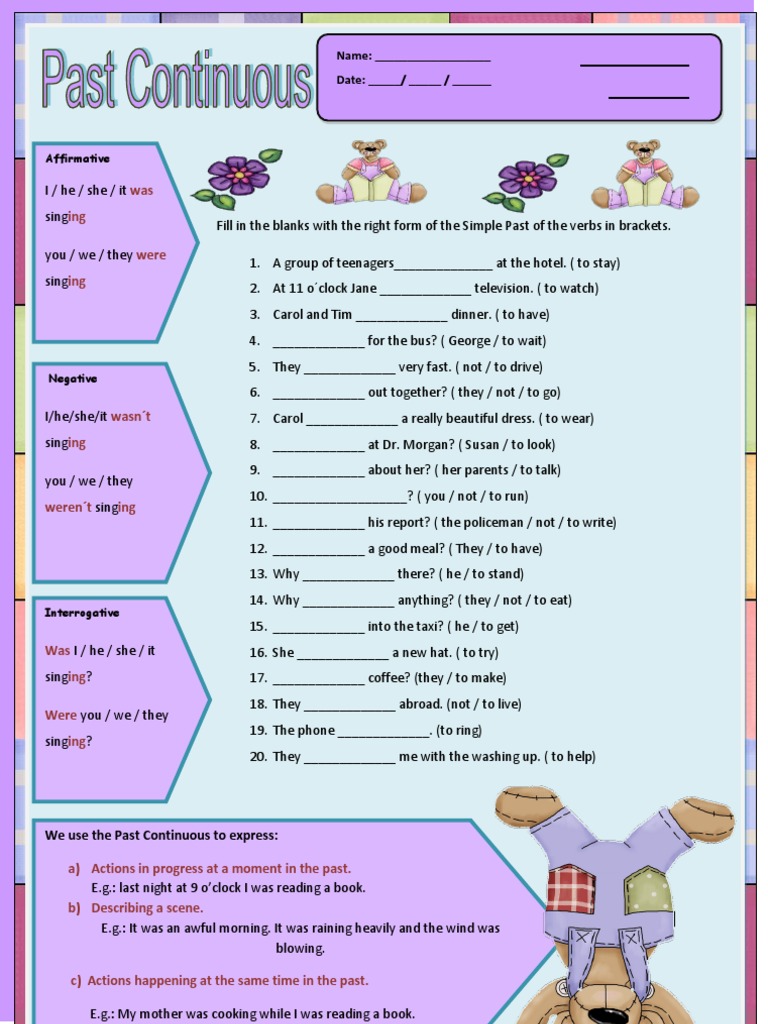 Simple Past and Past Continuous Exercises | PDF | Rules | Linguistic ...