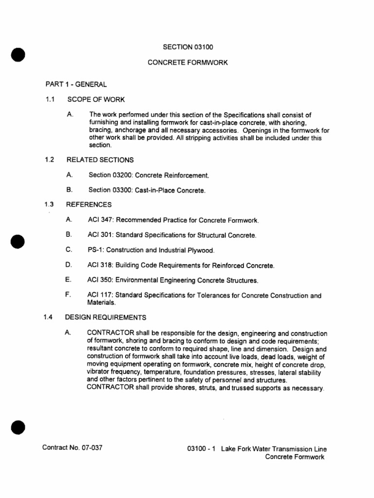 Concrete Formwork Specifications | PDF | Structural Steel | Concrete