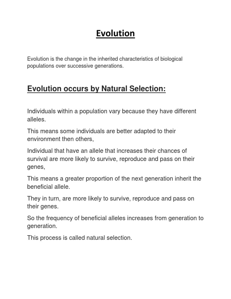 Evolution (Natural Selection) | PDF | Self-Improvement | Wellness