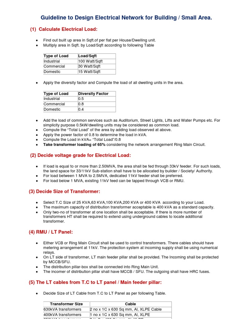 Guideline To Design Electrical Network For Building Small Area | PDF