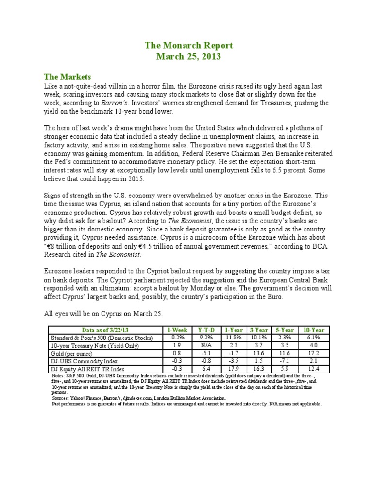 The Monarch Report 3/25/2013 | PDF | Real Estate Investment Trust ...