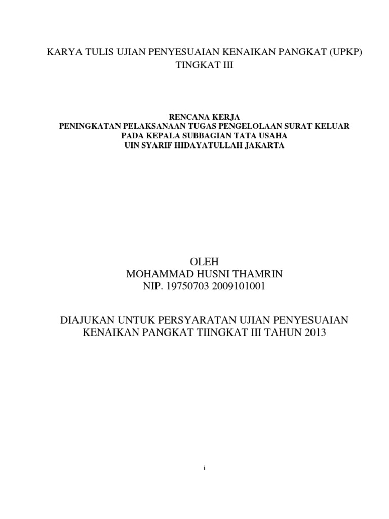 Karya Tulis Ujian Penyesuaian Kenaikan Pangkat