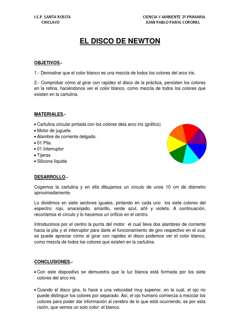 Cómo hacer un disco de Newton | PDF
