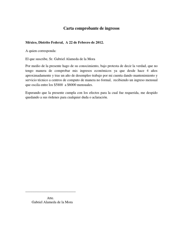 Carta Comprobante de Ingresos  PDF  Labor