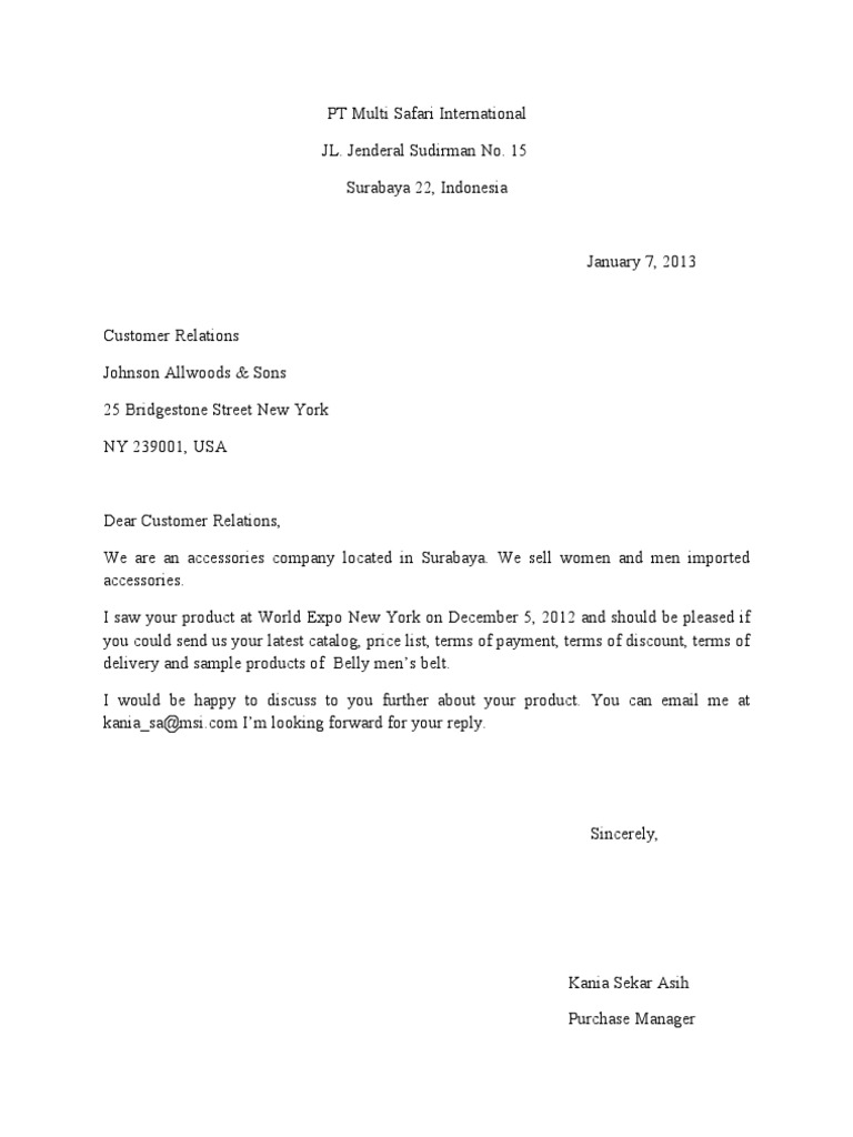 Inquiry Letter Reply Pdf Marketing Market Economics