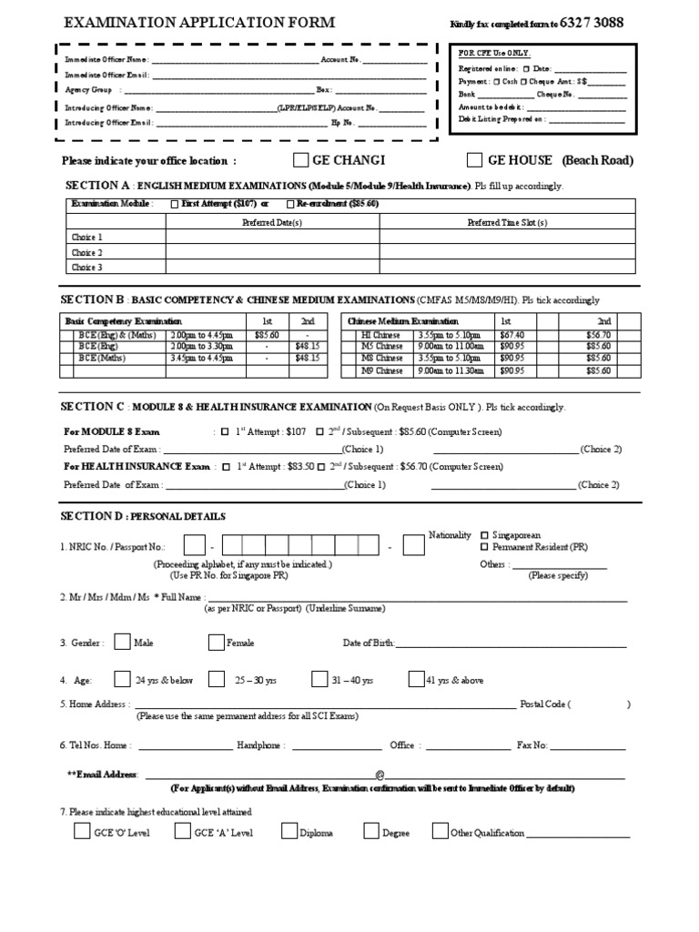 Examination Application Form Guide | PDF | Cheque | Debit Card