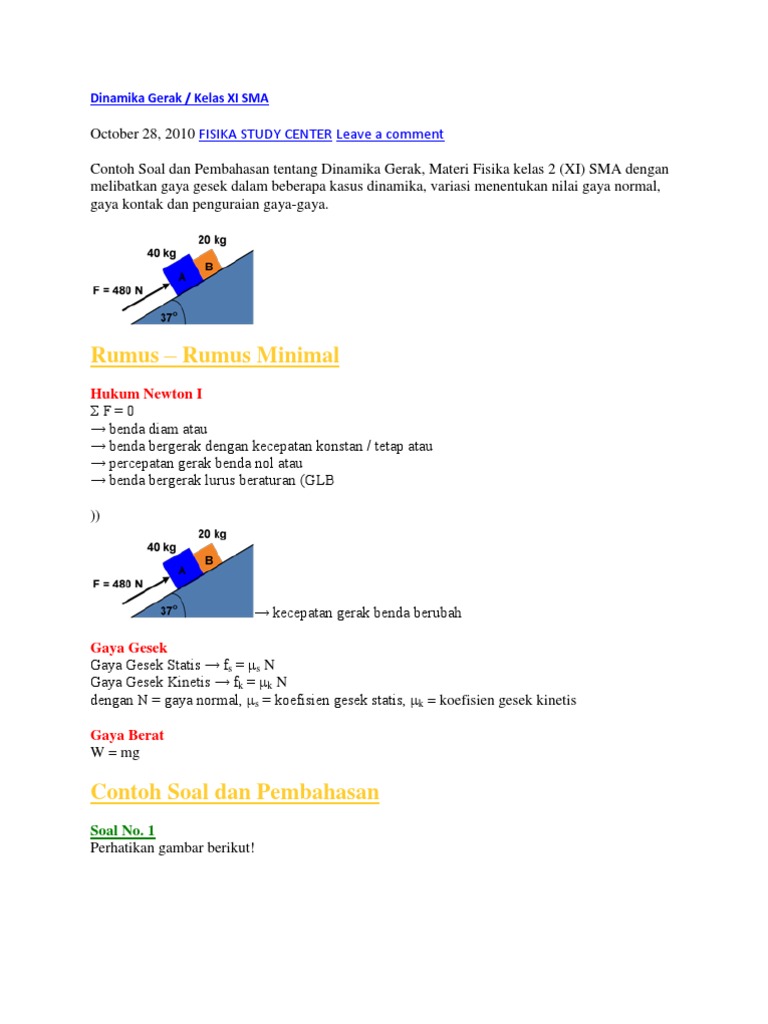 Contoh Soal Dan Jawaban Gaya Gesek Fisika - Jawaban Buku