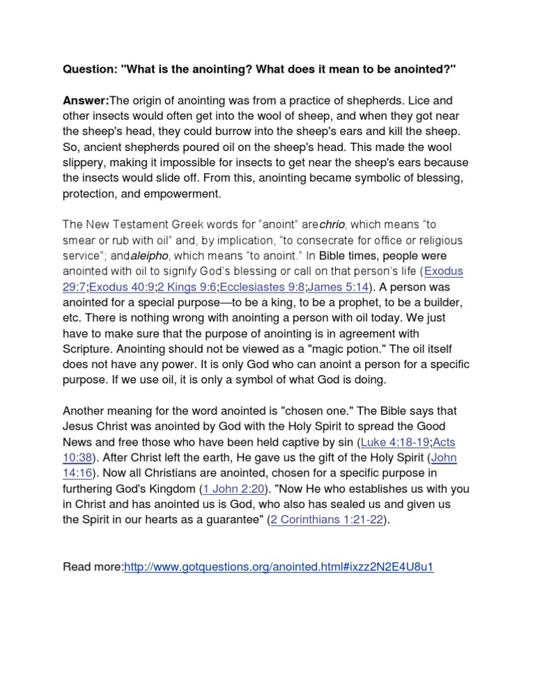 Understanding Anointing in the Bible | PDF | Religion & Spirituality