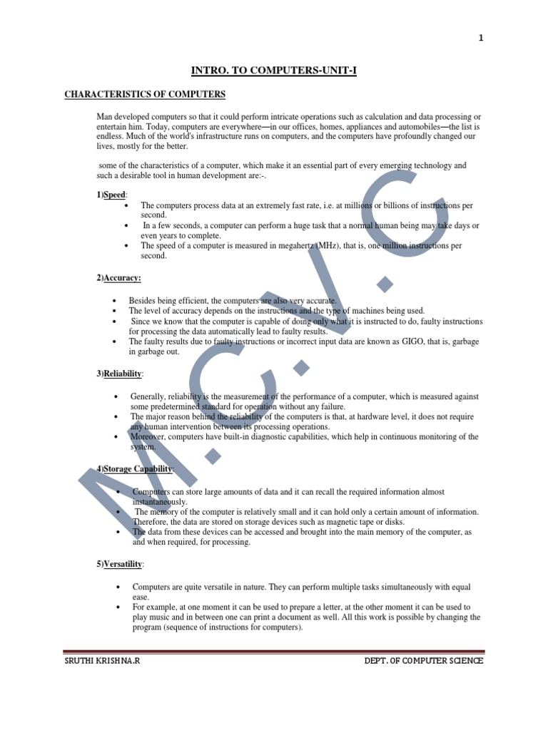 Characteristics of Computers Explained | PDF | Computer Data Storage ...